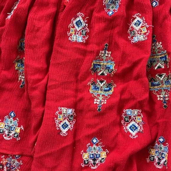 Free People Red Arianna Embroidered Tunic/ Dress size XS - Picture 8 of 10